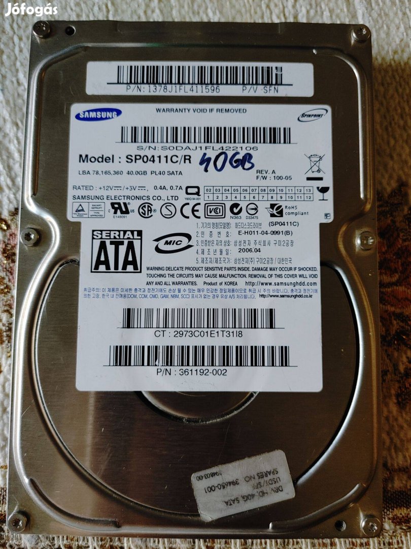 Samsung 40 GB hdd SATA