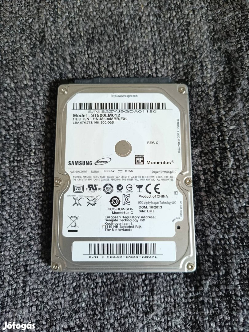 Samsung 500gb laptop merevlemez 