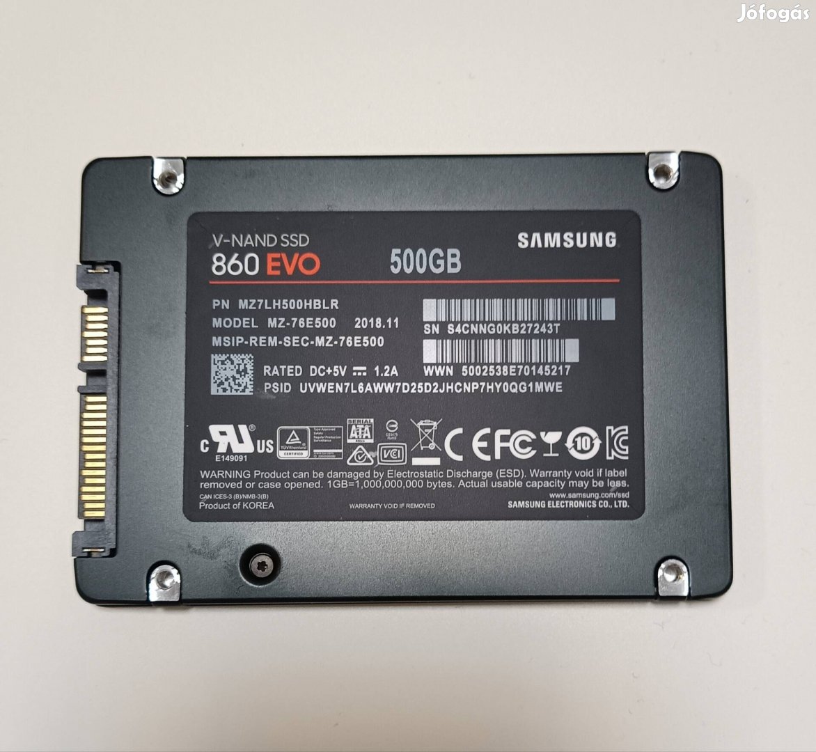 Samsung 860 Evo 500 GB SSD 2,5" Sata