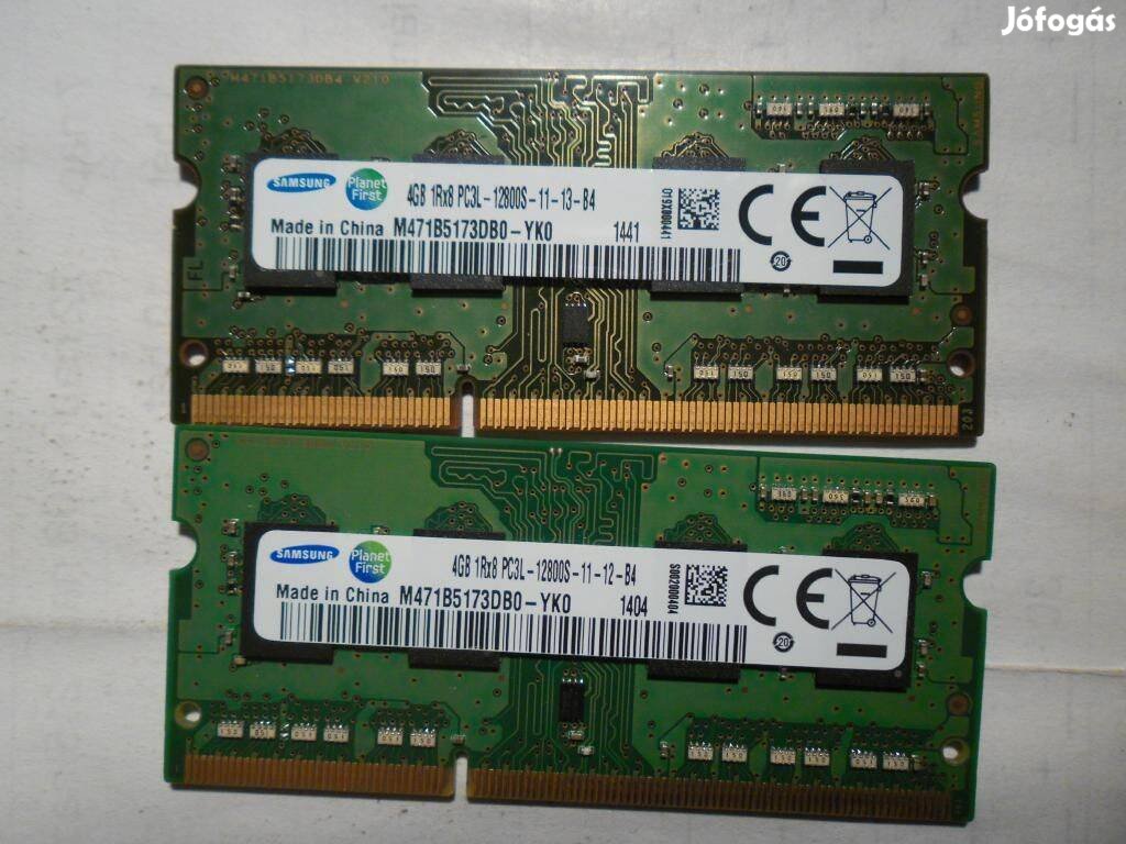 Samsung 8gb. 2x 4gb. DDR3 PC3L-12800s laptop ram pár