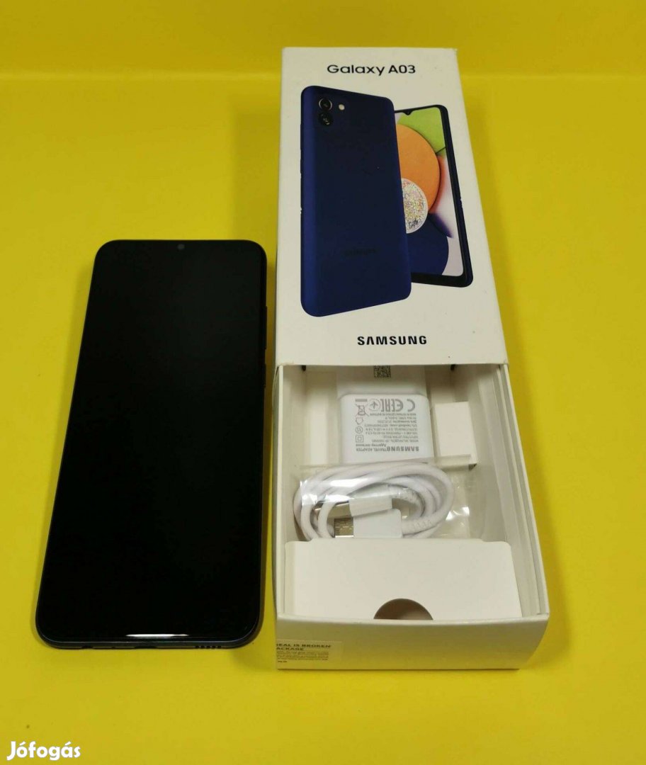 Samsung A03 64GB Kék kártyafüggetlen Dual Simes szép állapotú mobiltel