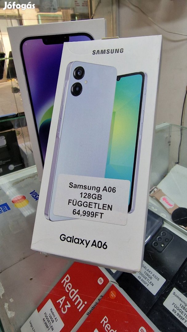 Samsung A06,128GB, fehér, új,Független, Akció 