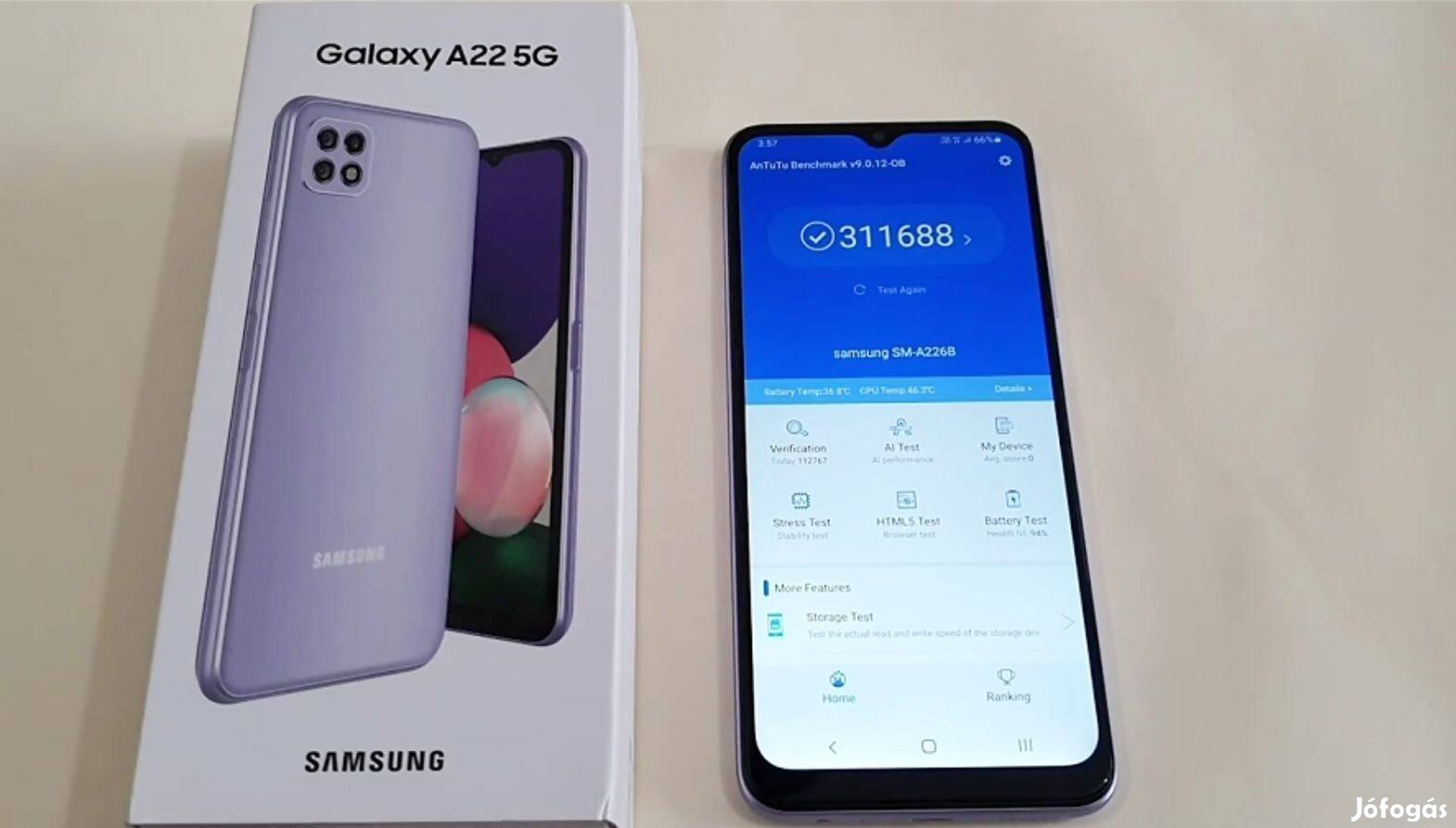 Samsung A22 5G violet dual 64GB Független szép állapotú Mobiltelefon e