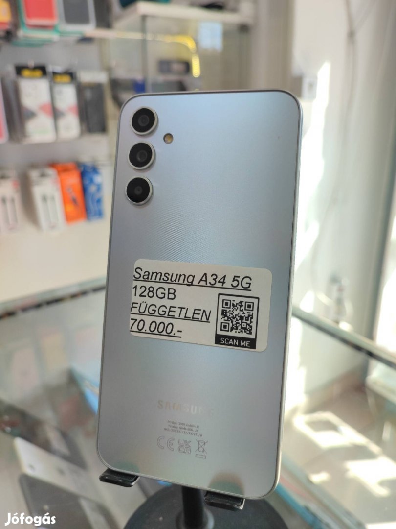Samsung A34 5G 128GB Kártyafüggetlen Gyönyörű állapot+Fólia