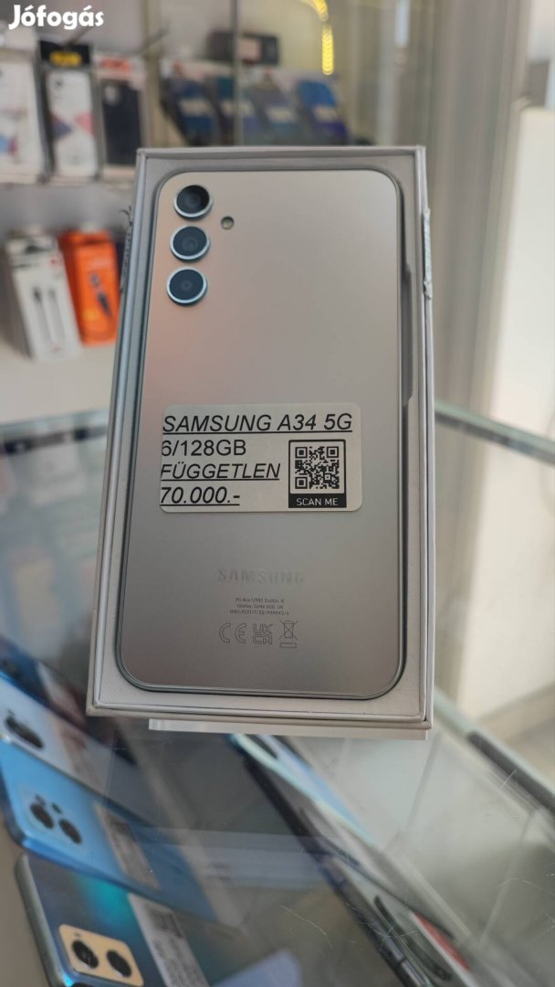 Samsung A34 5G Gyönyörűbállapotú Dobozos , 128GB - Kártyafüggetlen