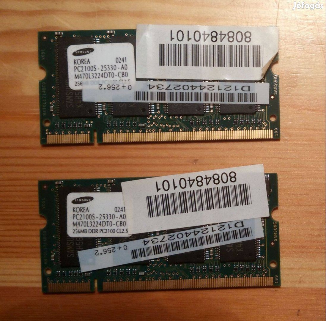 Samsung DDR1 266MHz 2x256MB Laptop RAM (teszteletlen)