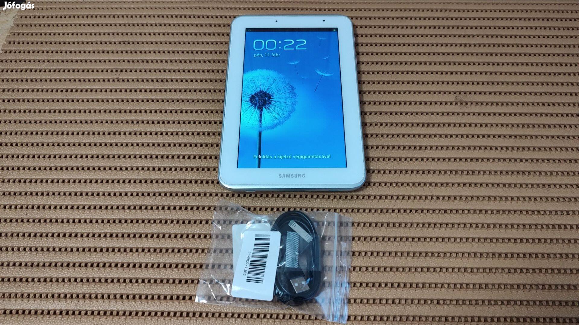 Samsung GT-P3110, 7"-os, fehér tablet pc, töltő usb kábellel, olcsón