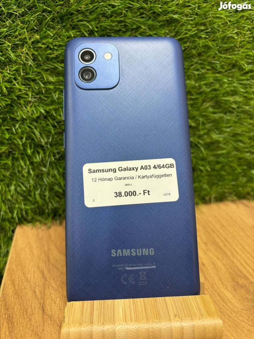 Samsung Galaxy A03 Kártyafüggetlen 64 GB, 12 hó garancia