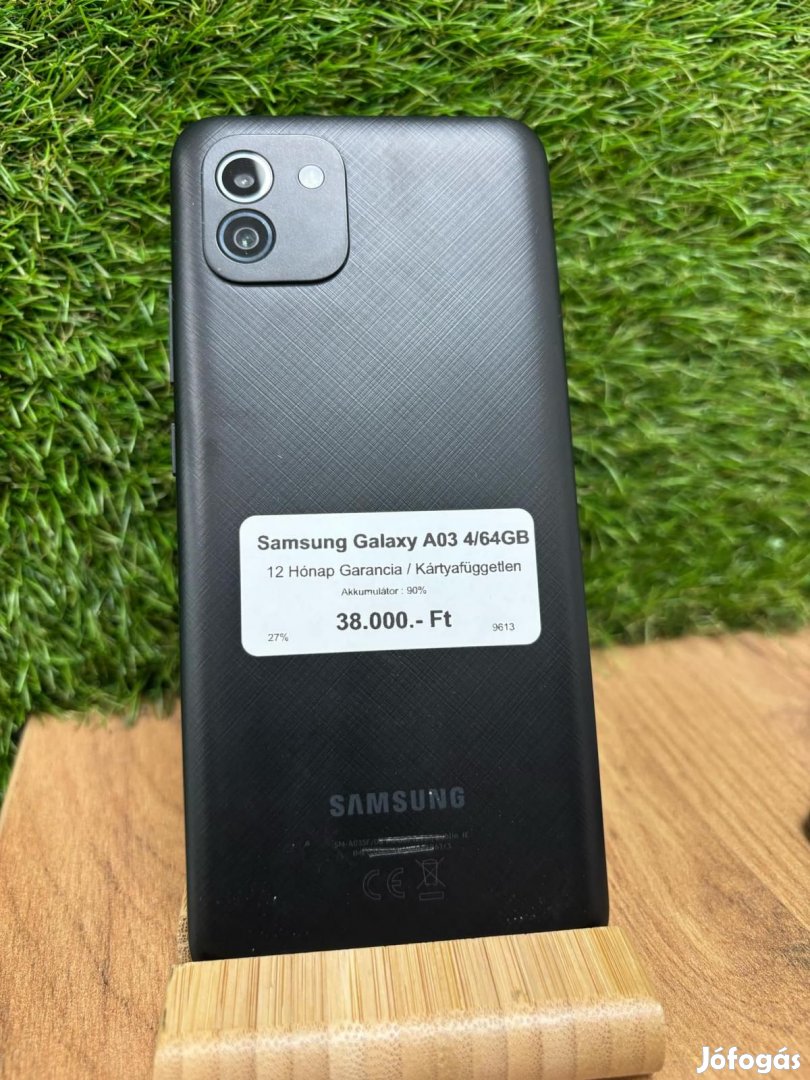 Samsung Galaxy A03 Kártyafüggetlen 64 GB, 12 hó garancia