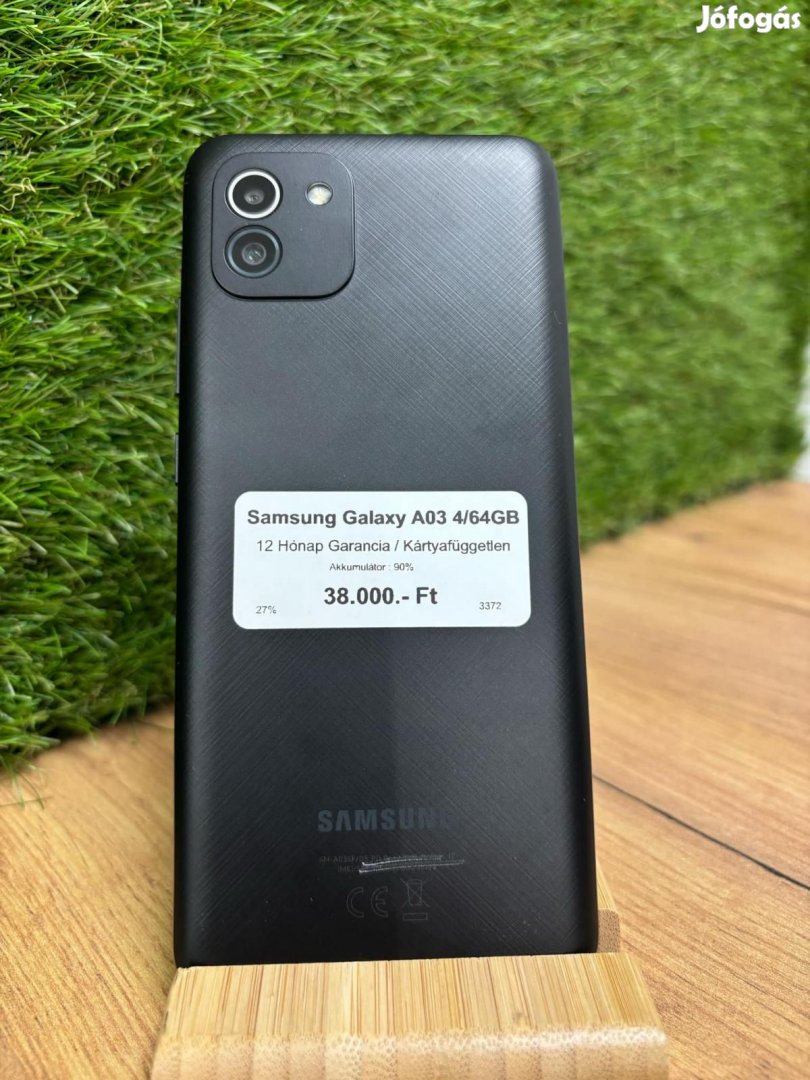 Samsung Galaxy A03 Kártyafüggetlen 64 GB, 12 hó garancia