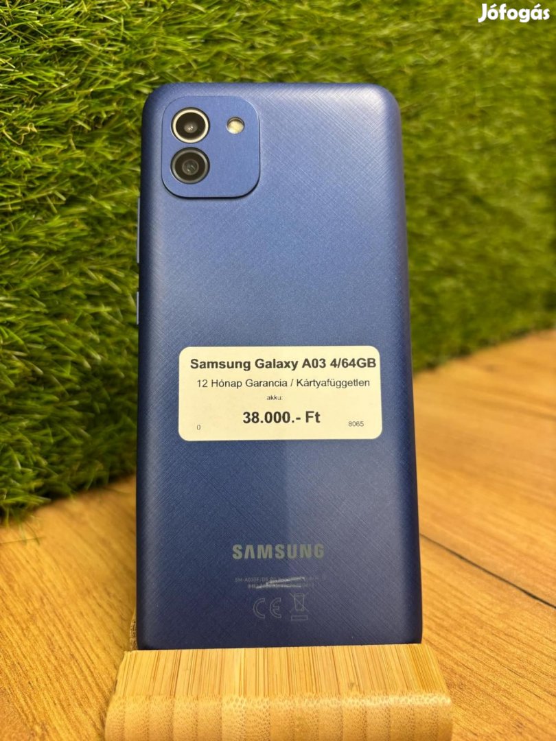 Samsung Galaxy A03 Kártyafüggetlen 64 GB, 12 hó garancia