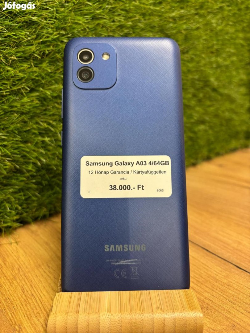 Samsung Galaxy A03 Kártyafüggetlen 64 GB, 12 hó garancia