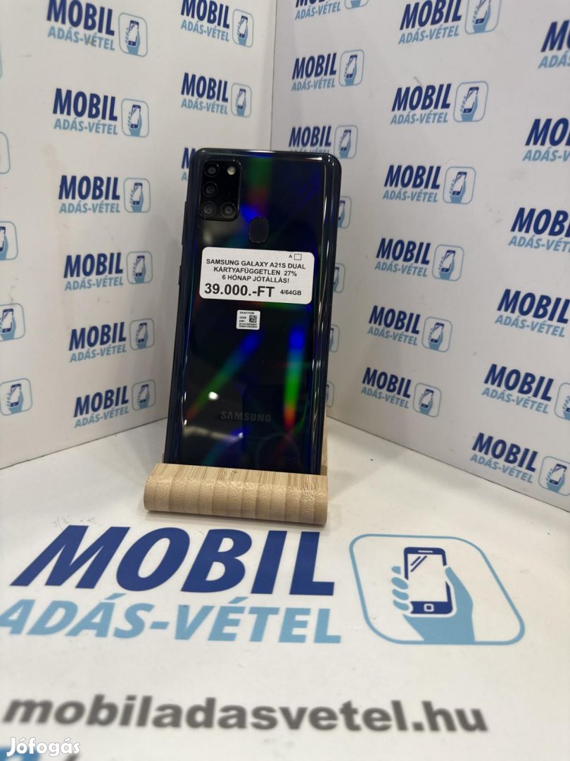 Samsung Galaxy A21s Dual Sim 64 GB, 12 hó garancia