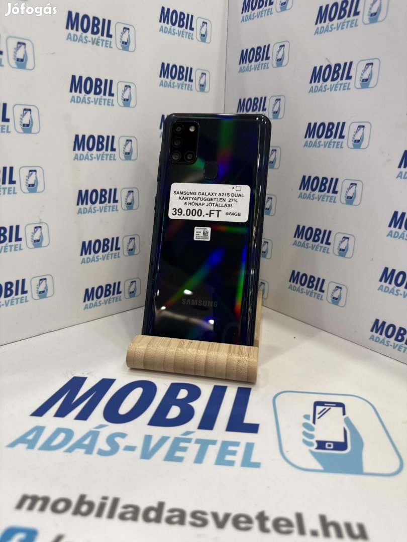 Samsung Galaxy A21s Dual Sim 64 GB, 12 hó garancia