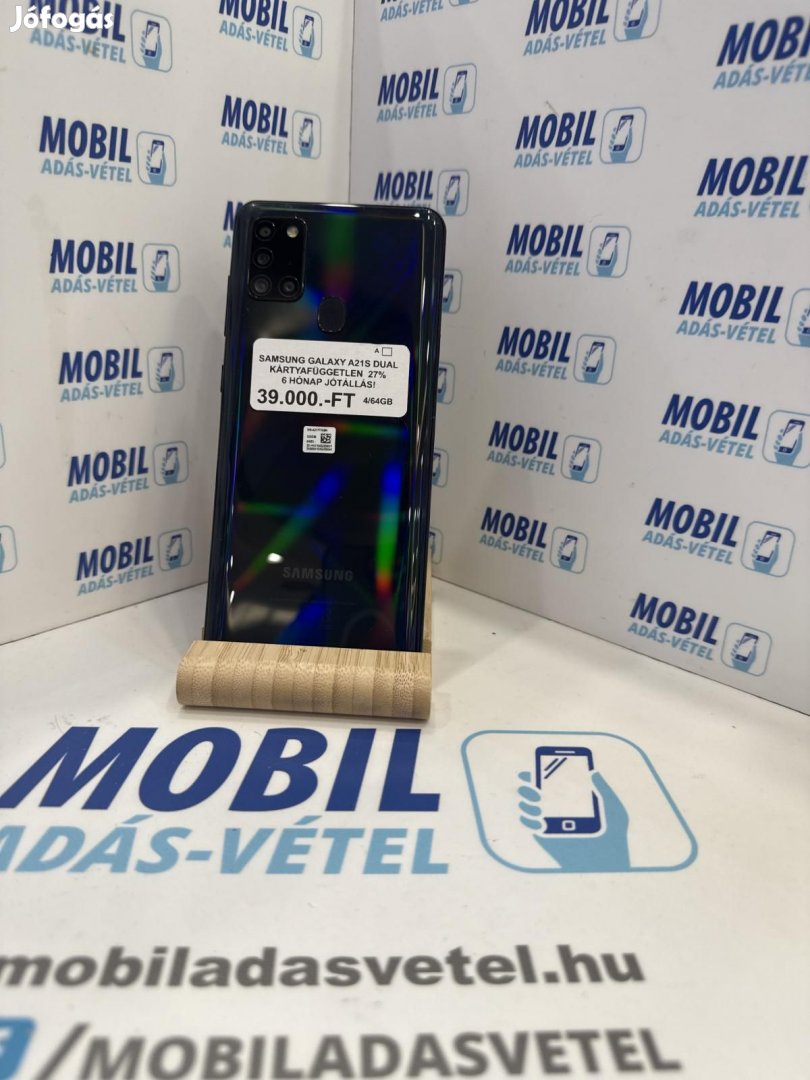 Samsung Galaxy A21s Dual Sim 64 GB, 12 hó garancia