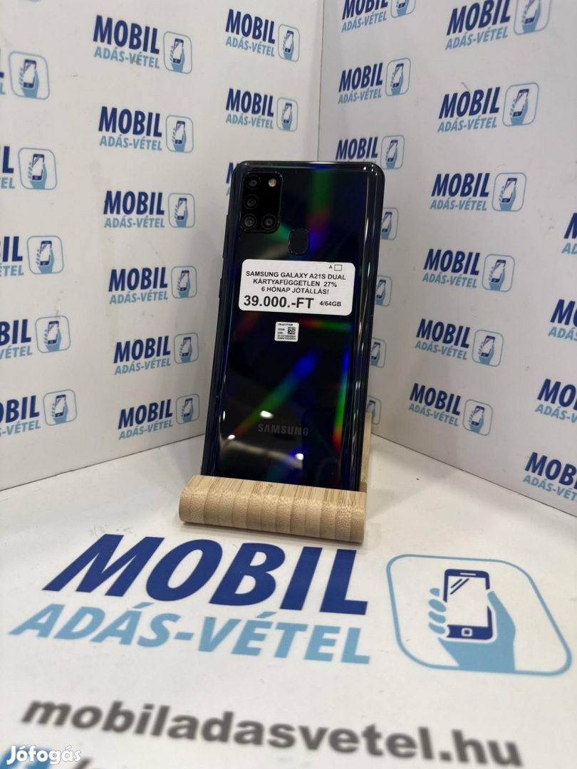 Samsung Galaxy A21s Dual Sim 64 GB, 12 hó garancia