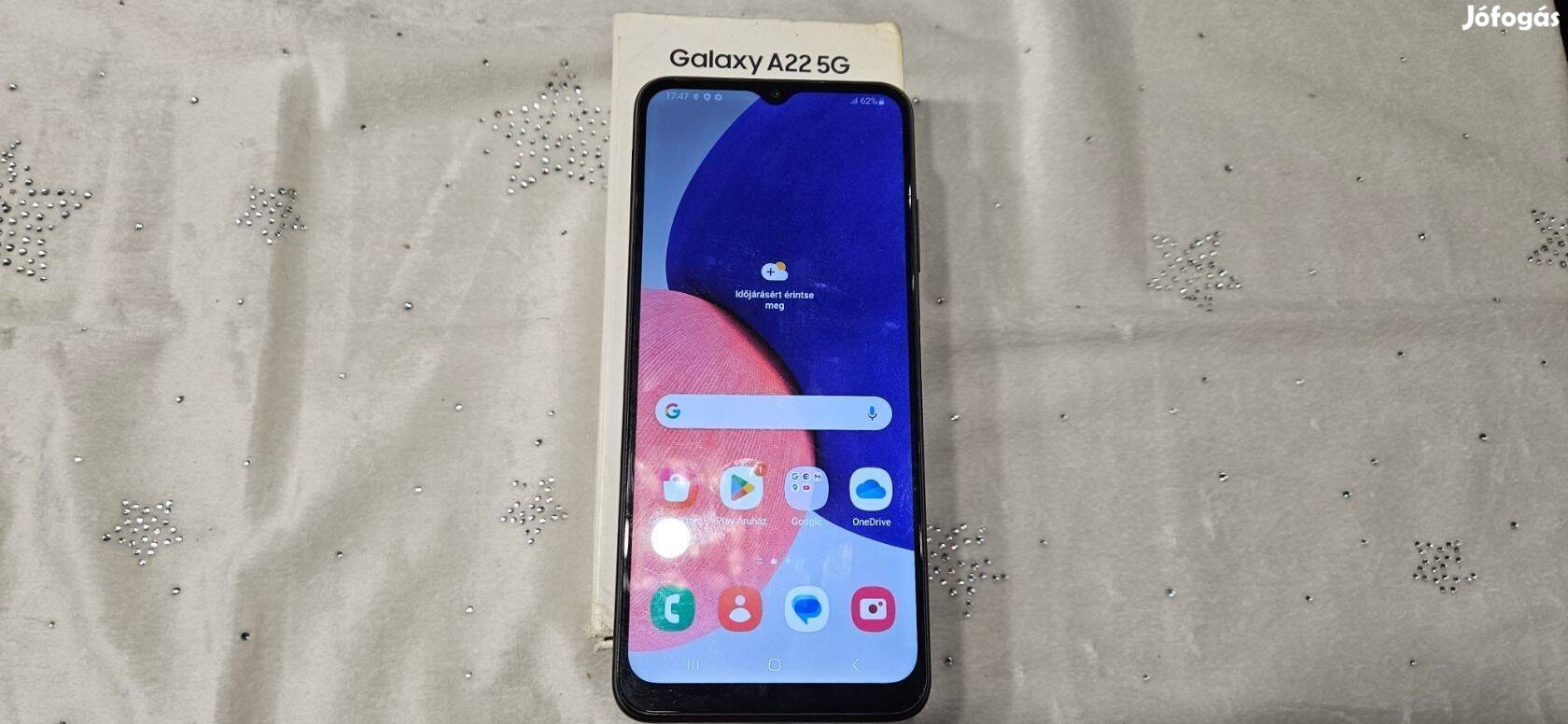 Samsung Galaxy A22 5G 128GB 5G Dual Újszerű Fekete Garis !