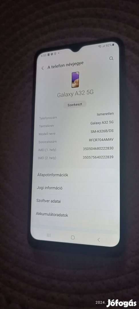 Samsung Galaxy A32 5G (karcmentes)