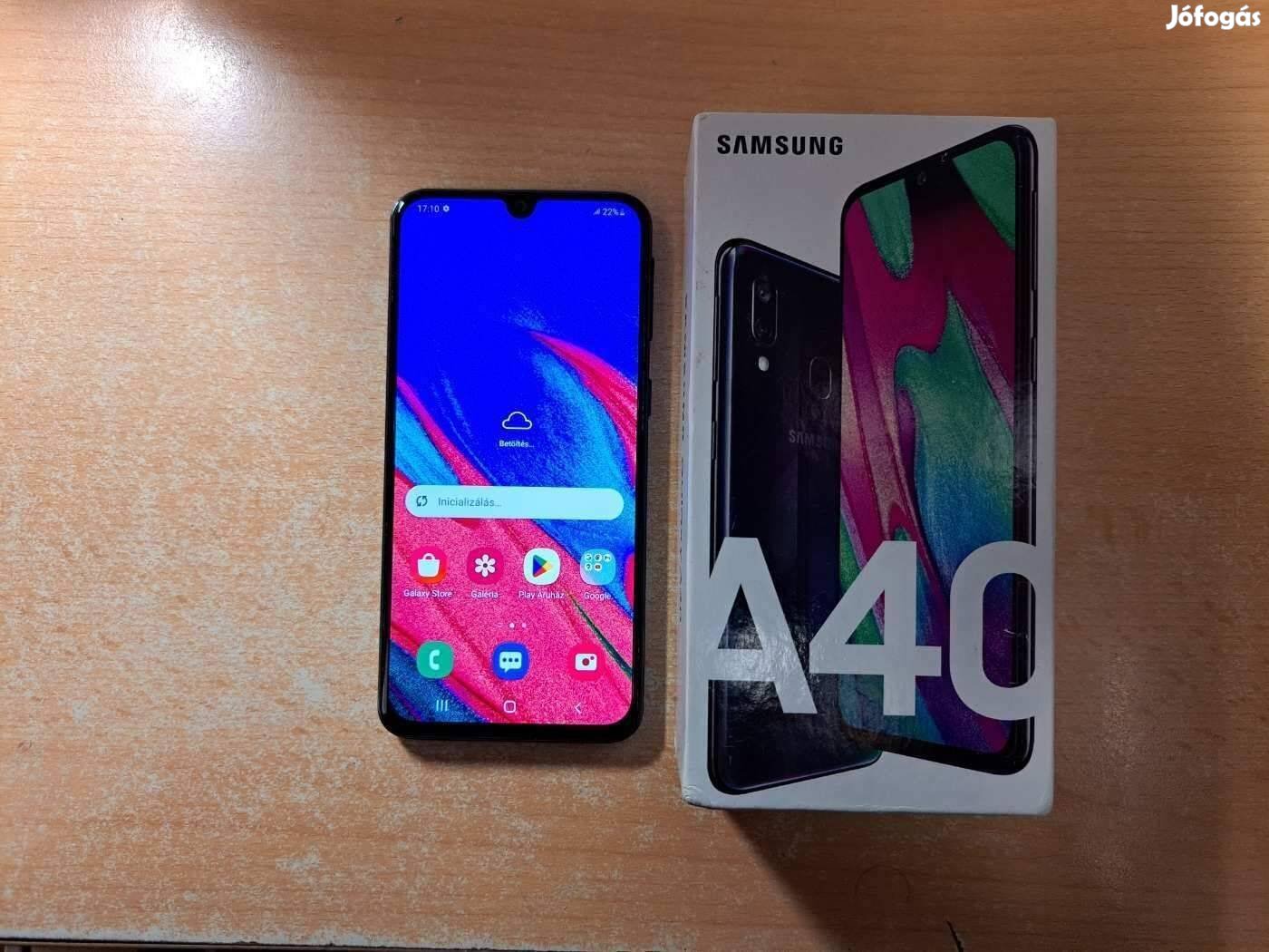 Samsung Galaxy A40 4/64GB Dual Független Újszerű Fekete Garival !
