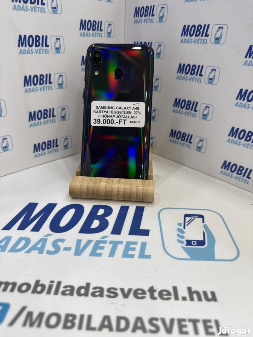 Samsung Galaxy A40 Dual Sim 64 GB, 12 hó garancia