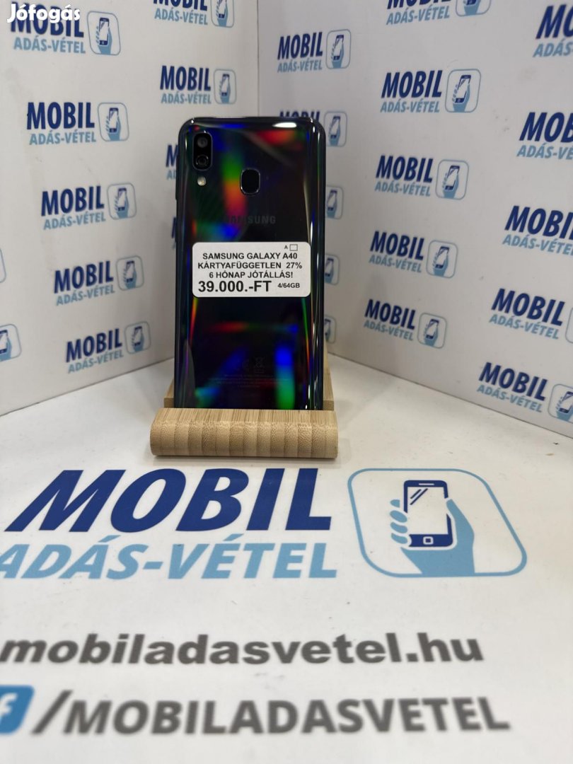 Samsung Galaxy A40 Dual Sim 64 GB, 12 hó garancia