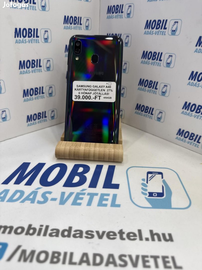 Samsung Galaxy A40 Dual Sim 64 GB, 12 hó garancia