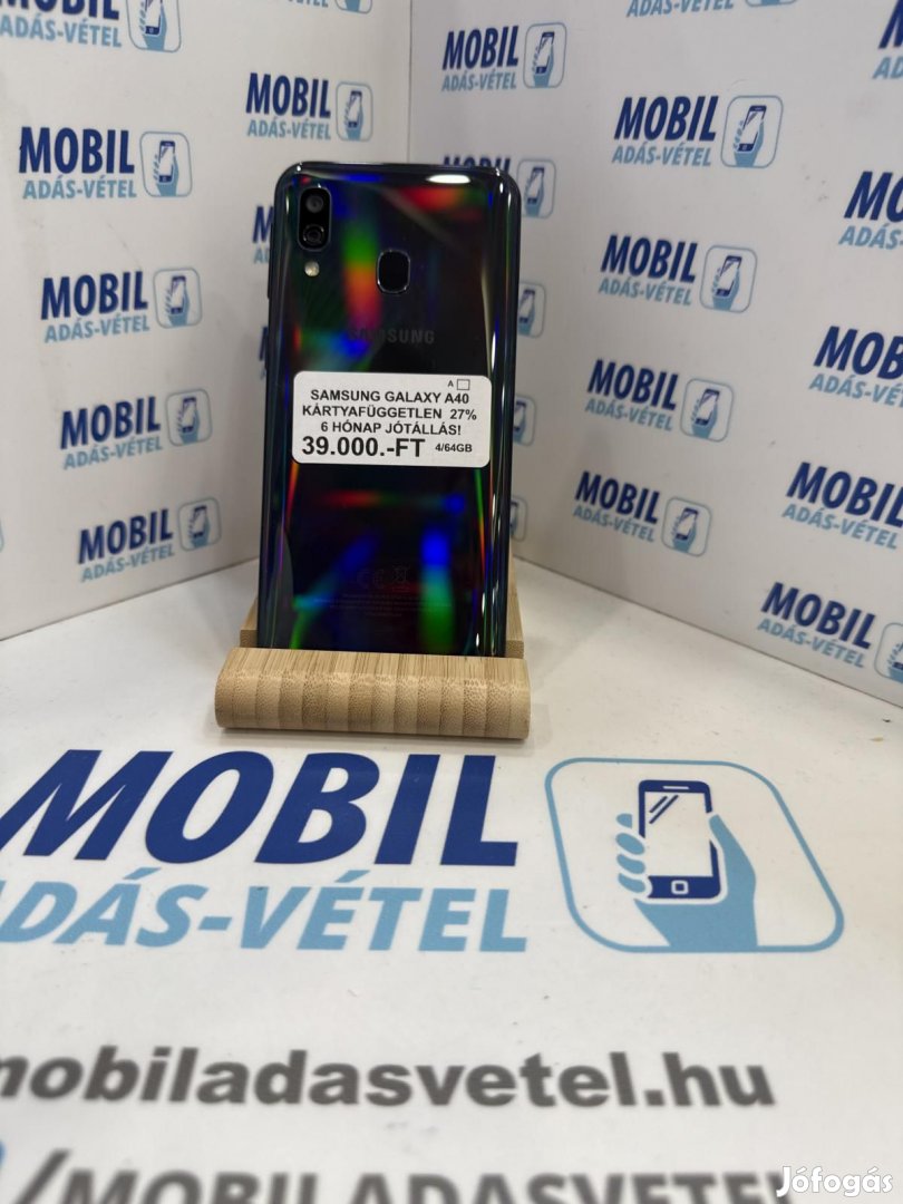 Samsung Galaxy A40 Dual Sim 64 GB, 12 hó garancia