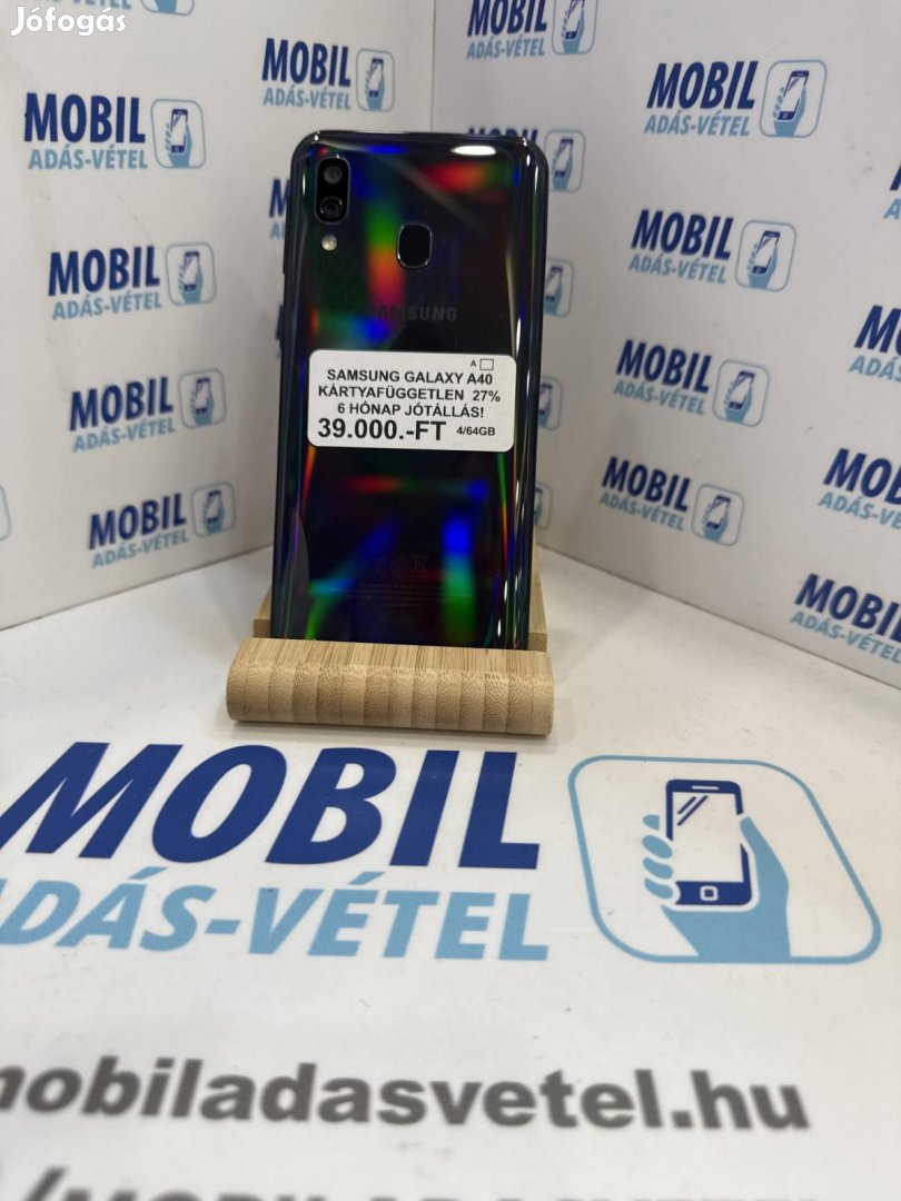 Samsung Galaxy A40 Dual Sim 64 GB, 12 hó garancia