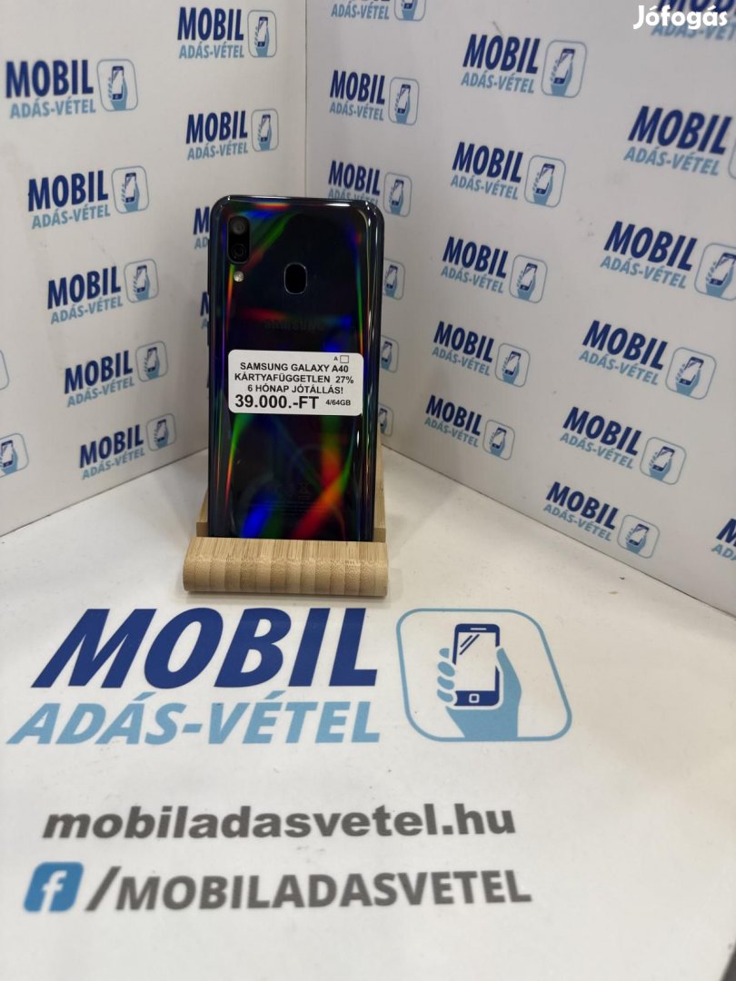 Samsung Galaxy A40 Dual Sim 64 GB, 12 hó garancia