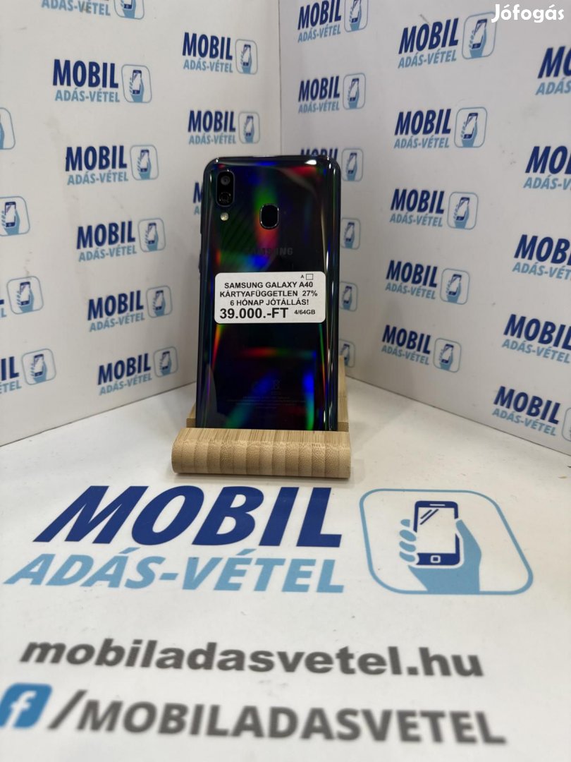 Samsung Galaxy A40 Dual Sim 64 GB, 12 hó garancia
