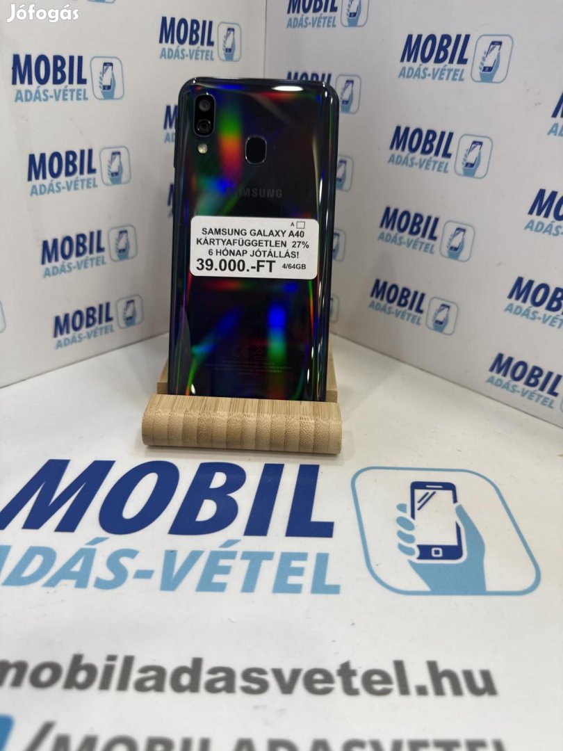 Samsung Galaxy A40 Dual Sim 64 GB, 12 hó garancia