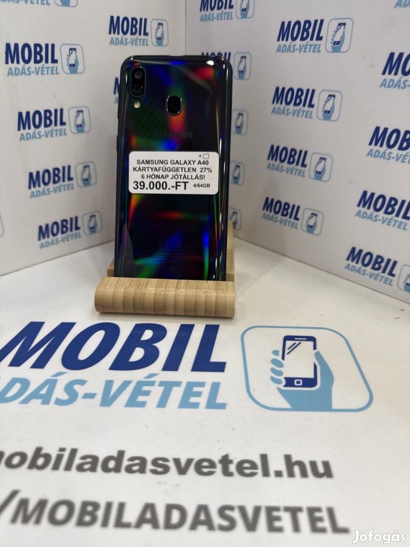 Samsung Galaxy A40 Dual Sim 64 GB, 12 hó garancia