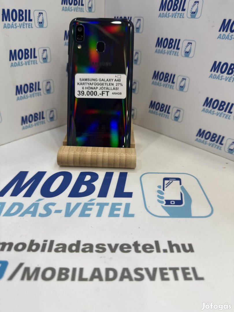Samsung Galaxy A40 Dual Sim 64 GB, 12 hó garancia