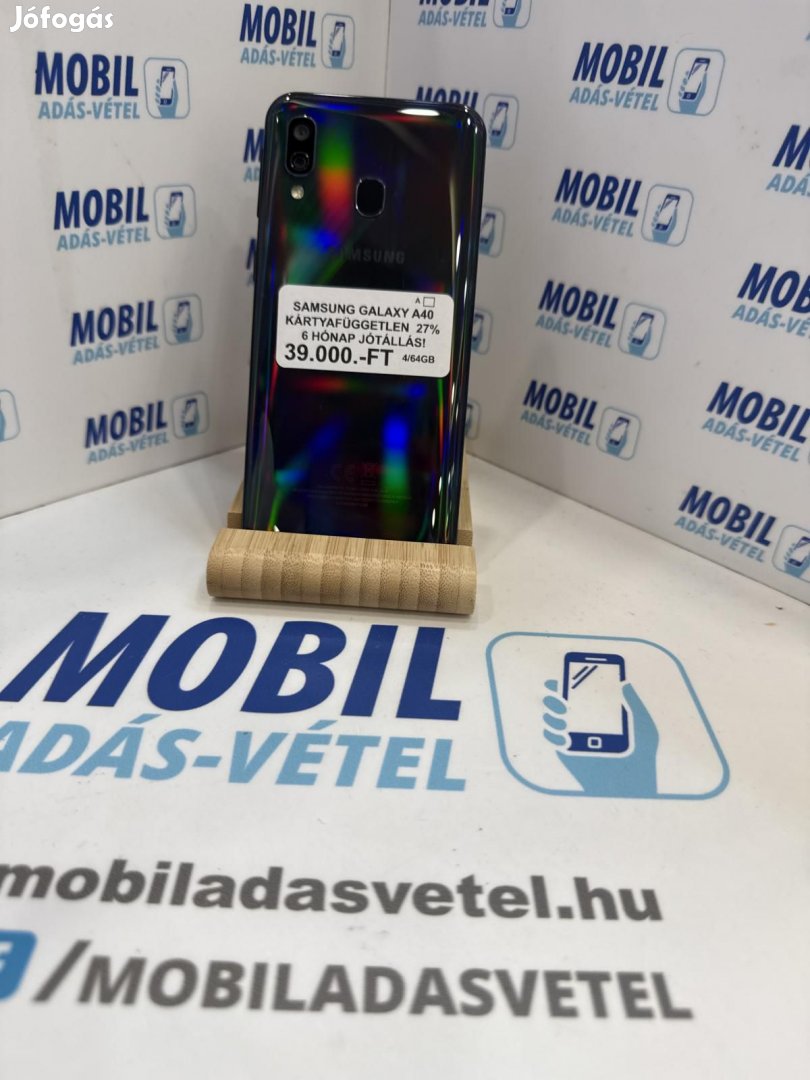 Samsung Galaxy A40 Dual Sim 64 GB, 12 hó garancia
