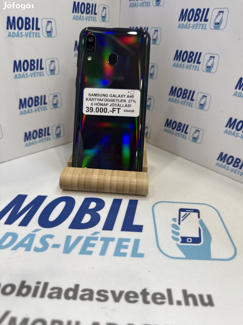 Samsung Galaxy A40 Dual Sim 64 GB, 12 hó garancia