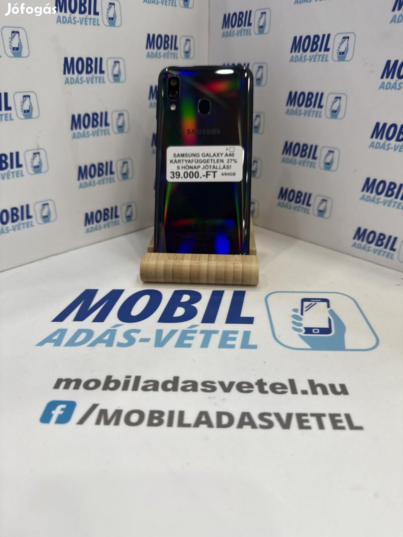 Samsung Galaxy A40 Dual Sim 64 GB, 12 hó garancia