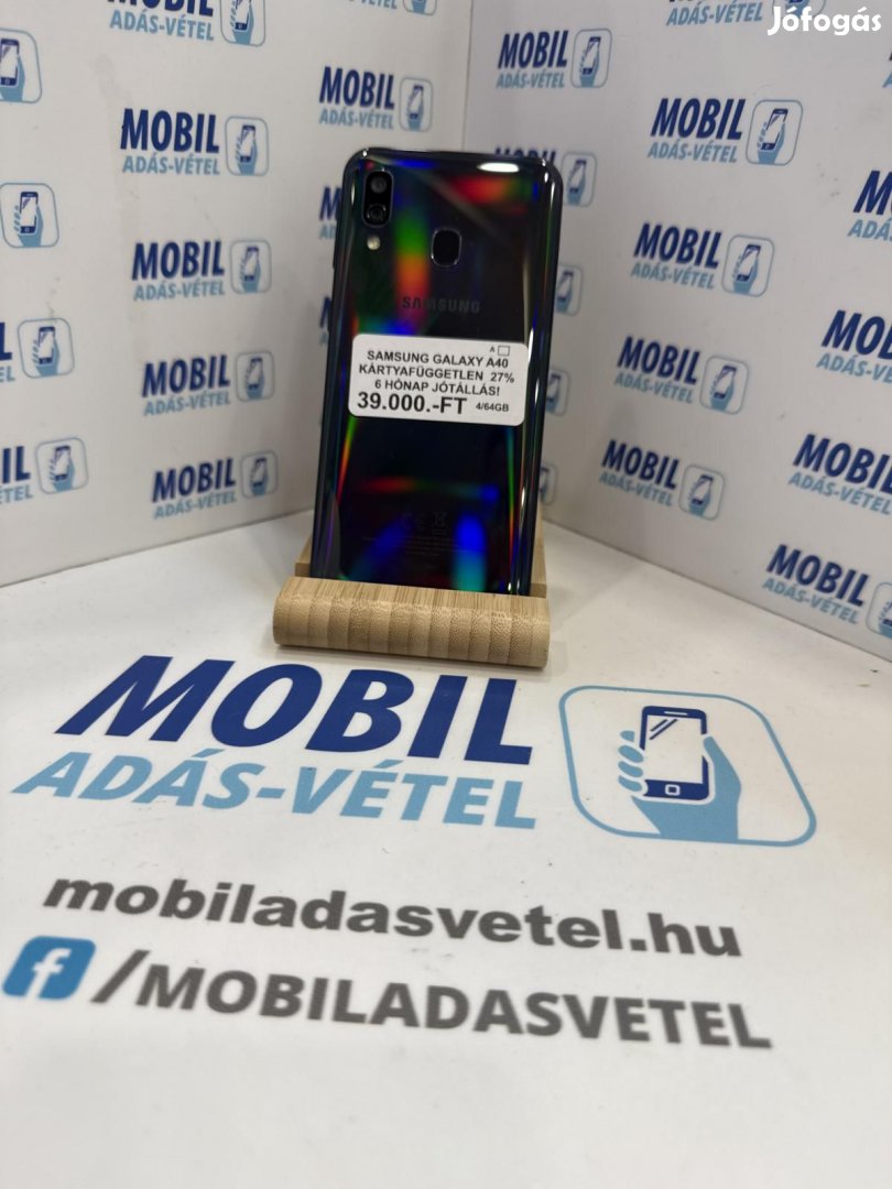 Samsung Galaxy A40 Dual Sim 64 GB, 12 hó garancia