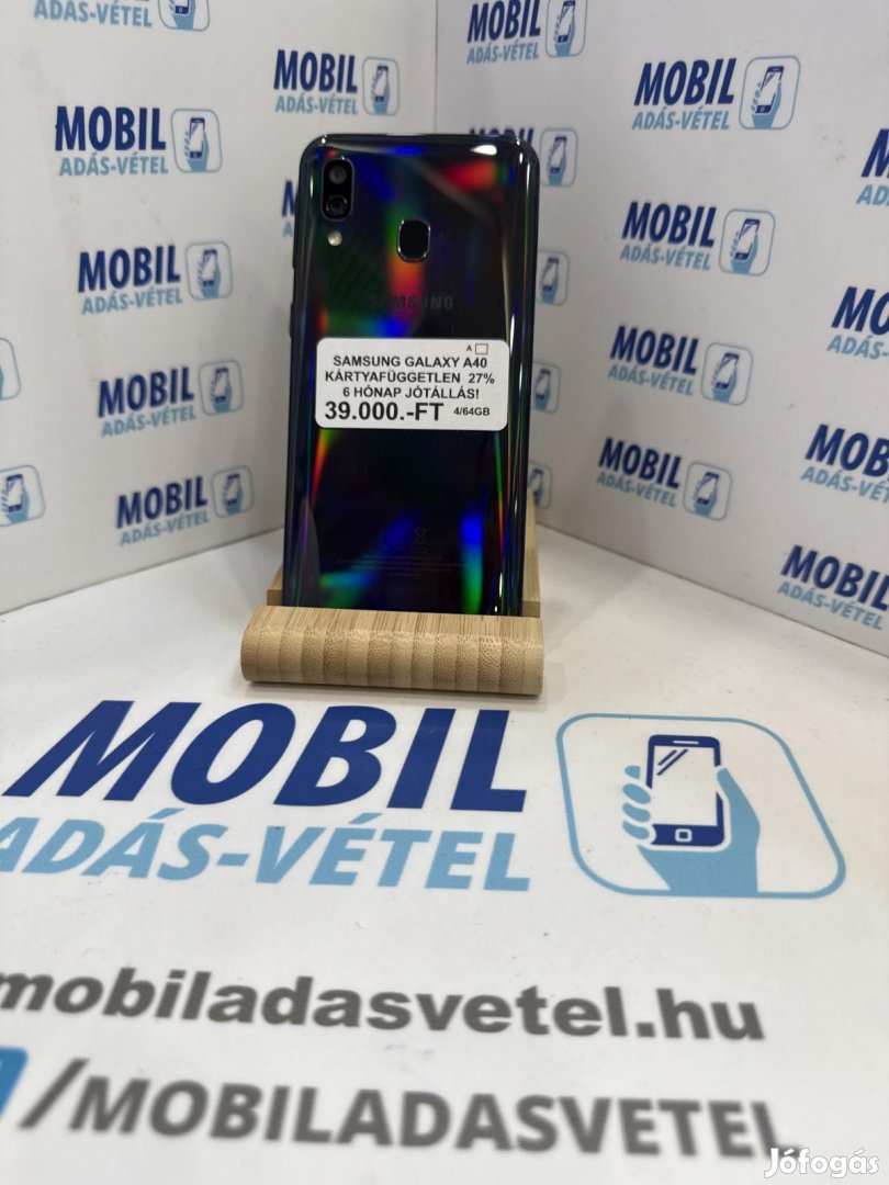 Samsung Galaxy A40 Dual Sim 64 GB, 12 hó garancia
