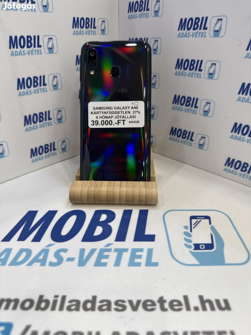 Samsung Galaxy A40 Dual Sim 64 GB, 12 hó garancia