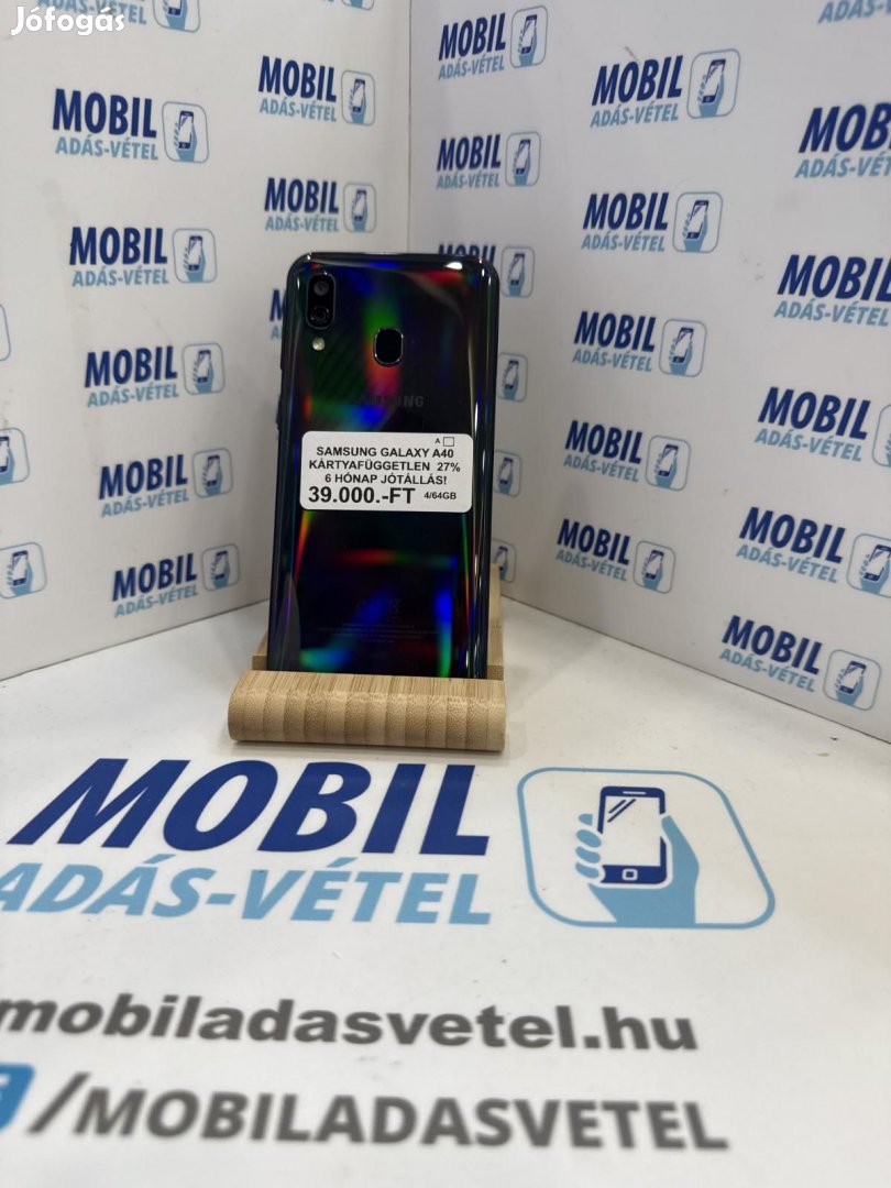 Samsung Galaxy A40 Dual Sim 64 GB, 12 hó garancia