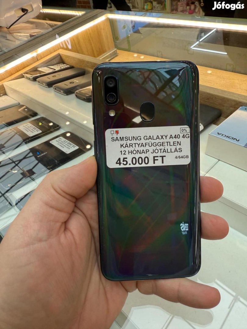 Samsung Galaxy A40 Kártyafüggetlen 64 GB, 12 hó garancia