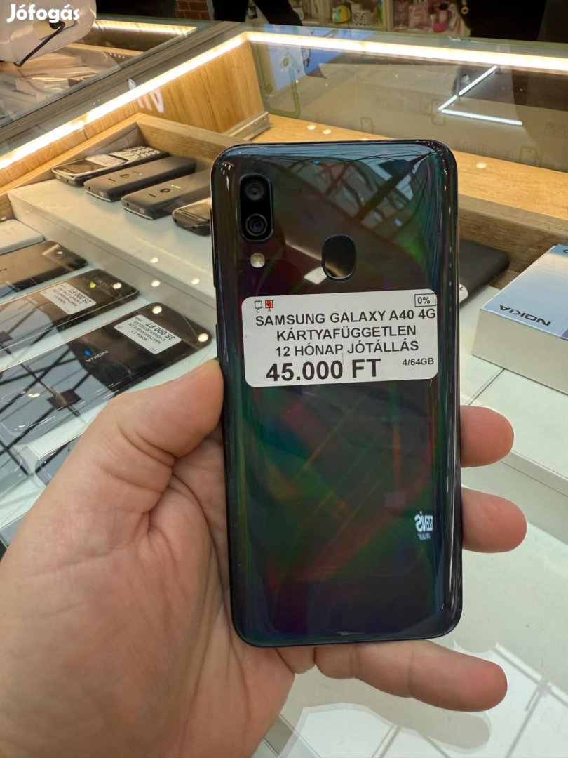 Samsung Galaxy A40 Kártyafüggetlen 64 GB, 12 hó garancia