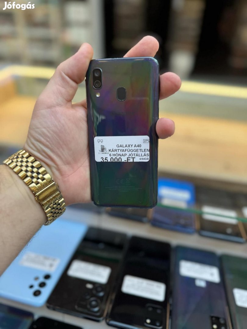 Samsung Galaxy A40 Kártyafüggetlen 64 GB, 12 hó garancia