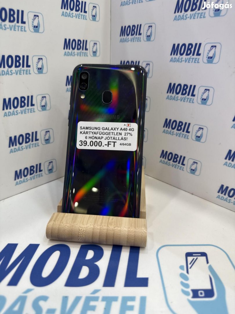 Samsung Galaxy A40 Kártyafüggetlen 64 GB, 12 hó garancia