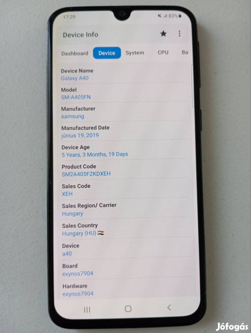 Samsung Galaxy A40  4/64 Gb (kishibás)