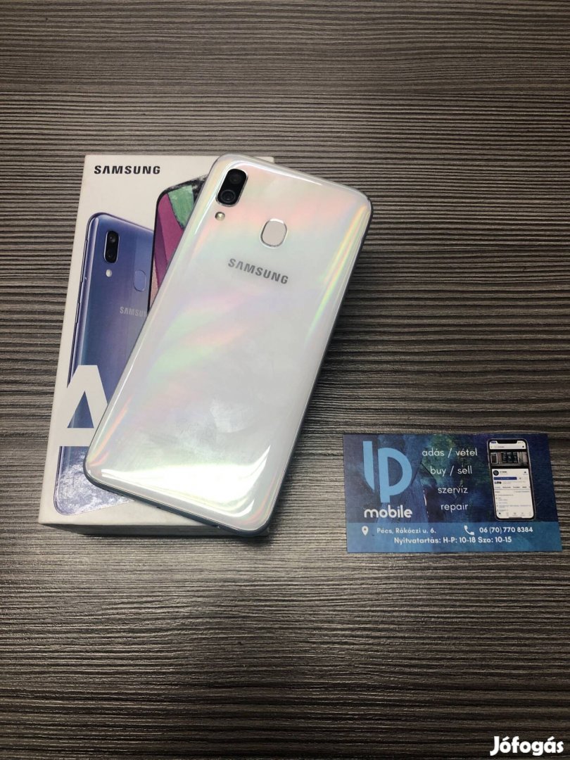 Samsung Galaxy A40, Újszerű, Dual, 64GB, Fehér, Garancia