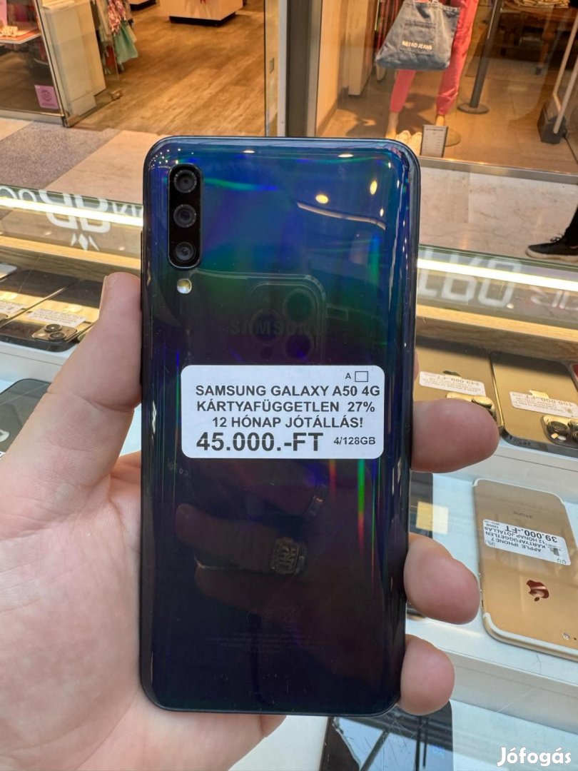 Samsung Galaxy A50 Kártyafüggetlen 128 GB, 12 hó garancia