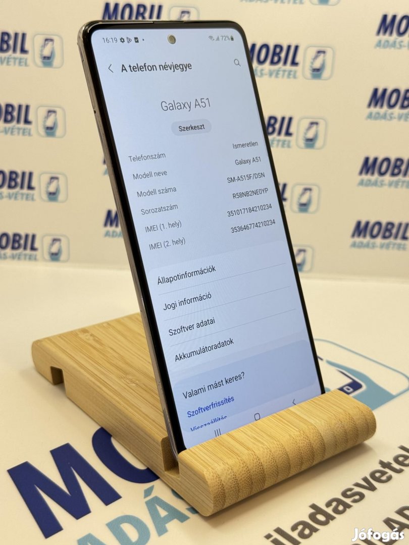 Samsung Galaxy A51 Kártyafüggetlen 128 GB 4 GB Ram, 12 hó garancia