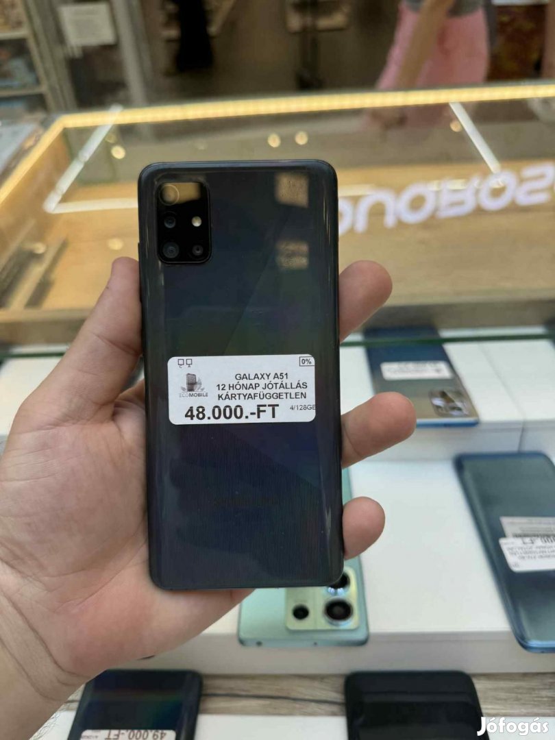 Samsung Galaxy A51 Kártyafüggetlen 128 GB, 12 hó garancia