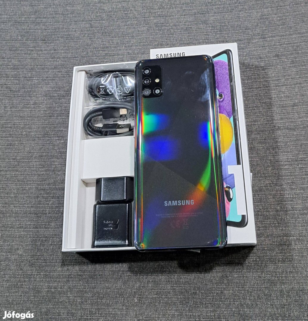 Samsung Galaxy A51 Új 128GB Fekete Kártyafüggetlen Mobiltelefon Eladó!